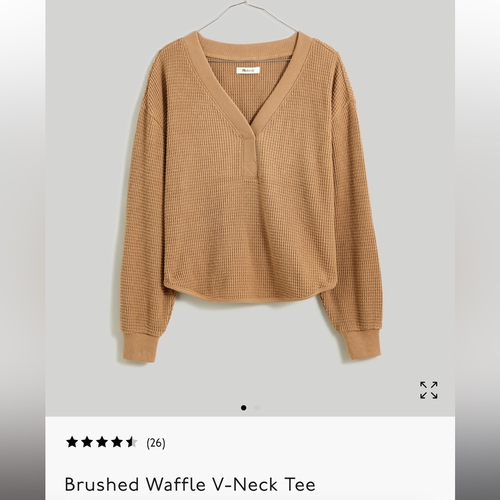 Madewell Tan V-Neck Sweater Relaxed Fit